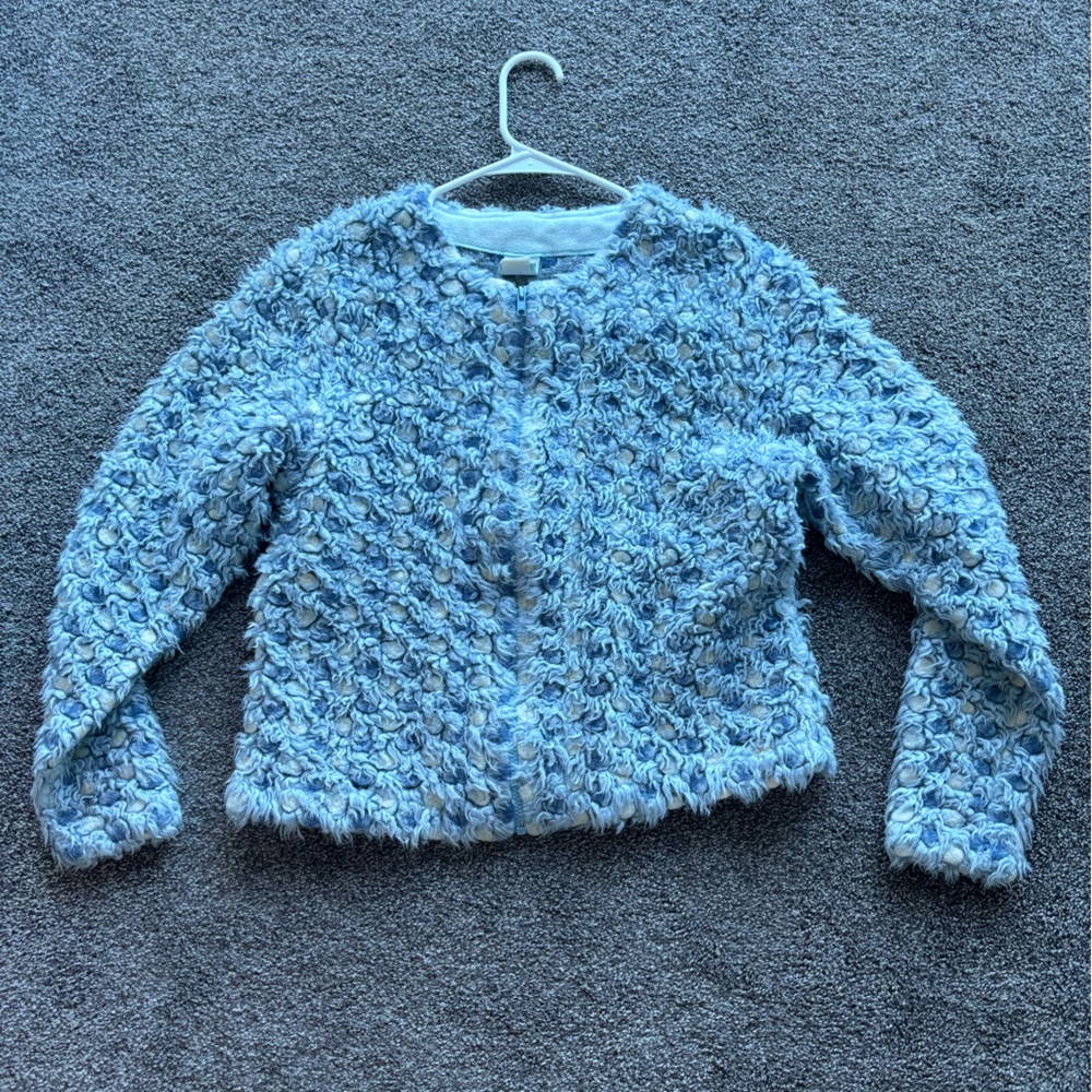 Blue Textured Women Jacket